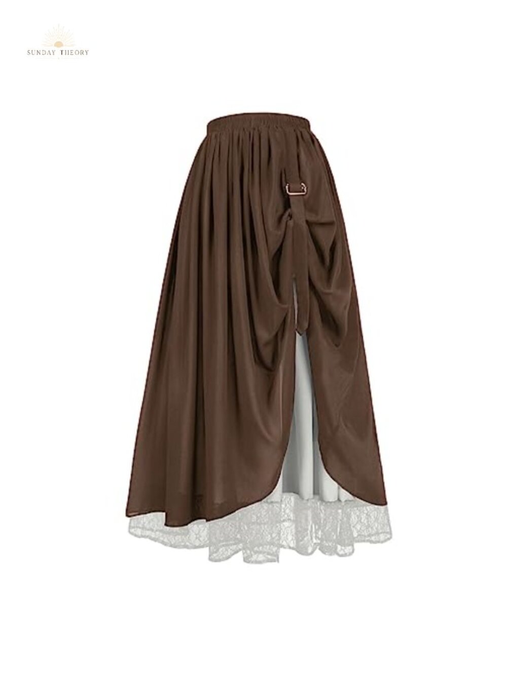 Womens Renaissance Peasant Double Layer Maxi Long Skirt Polyester Elastic Waist